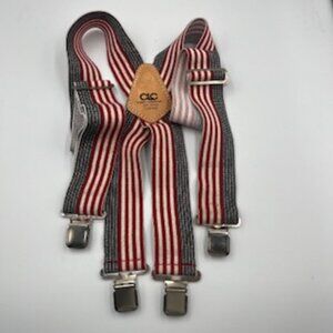 Custom Leather Craft Suspenders Patriotic Flag 2”‎ Heavy Duty Elastic Clips